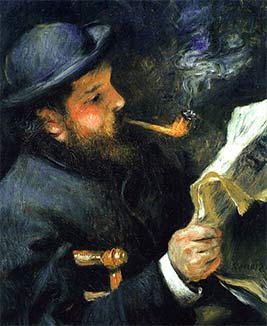 Monet Reading a Newspaper - Quadro de Auguste Rodin